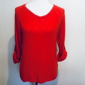 Ellen Tracy Coral Roll Tab Top Medium